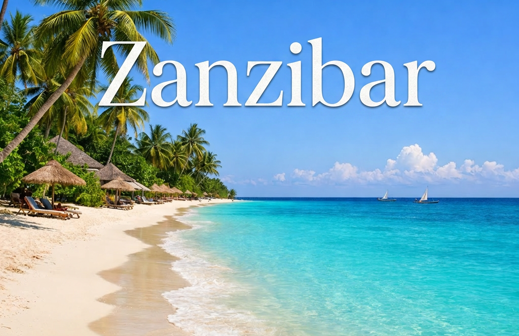 Add text 'Zanzibar' centered on image